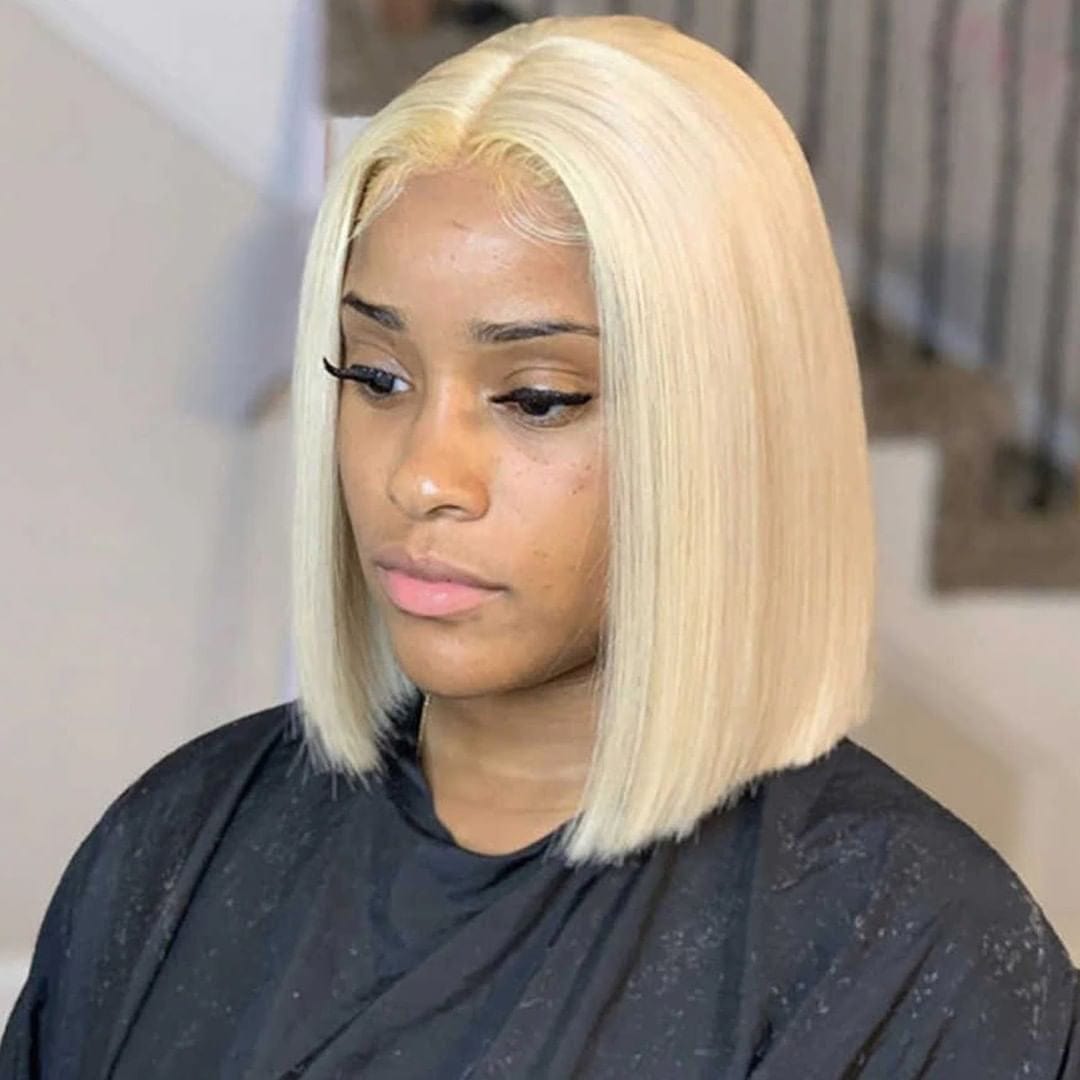 13x4 Lace Front Wigs Virgin Hair Short Coloured Bob Wig Blonde 613 Colors Raw Indian Human Hair Wig Pre Plucked with Baby Hair