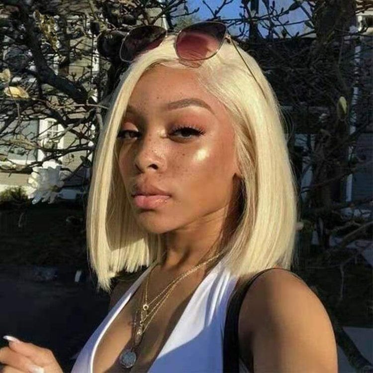 13x4 Lace Front Wigs Virgin Hair Short Coloured Bob Wig Blonde 613 Colors Raw Indian Human Hair Wig Pre Plucked with Baby Hair