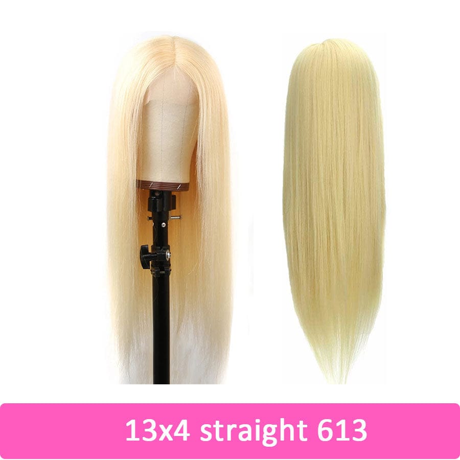 13x4 Stock 613 Blonde human hair brazilian pre pluck hd swiss transparent lace closure front frontal wig