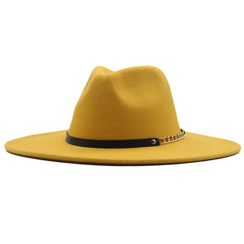 14 fashion sombrero cap hat  multi-color felt women fedora hats wholesale with chain belts
