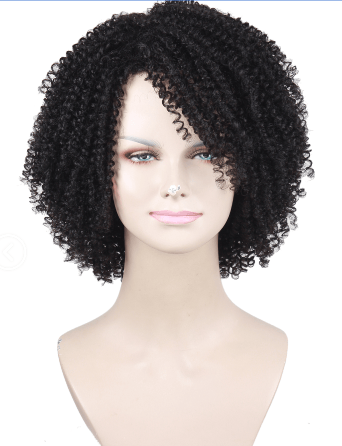 14 Inches / 1B kinky premium fiber with headband 613 hardfront high temperature deep wave  long curly synthetic wig