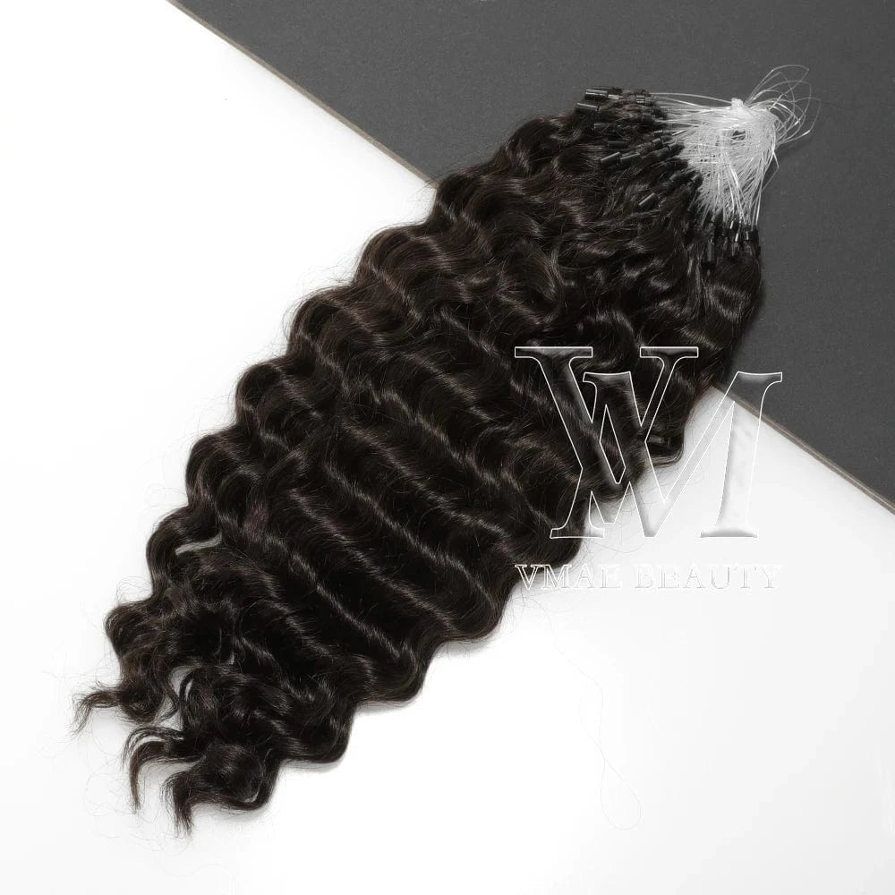 14 Inches / #2 3B Vmae Hot Selling High Quality Brazilian Hair 100g Virgin Afro Kinky Curly Keratin Micro Loop Ring Styled as 3B 4A 4B 4C Curl