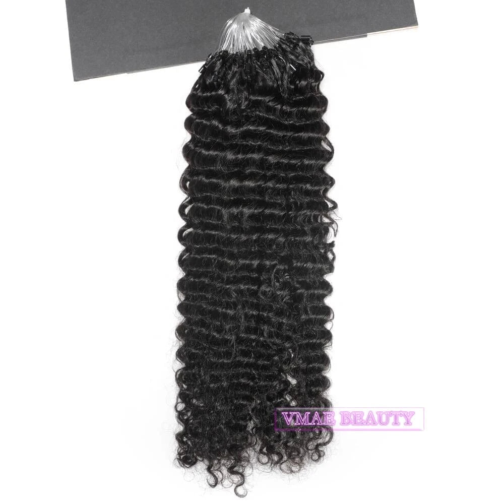 14 Inches / 3B Vmae Hot Selling High Quality Brazilian Hair 100g Virgin Afro Kinky Curly Keratin Micro Loop Ring Styled as 3B 4A 4B 4C Curl