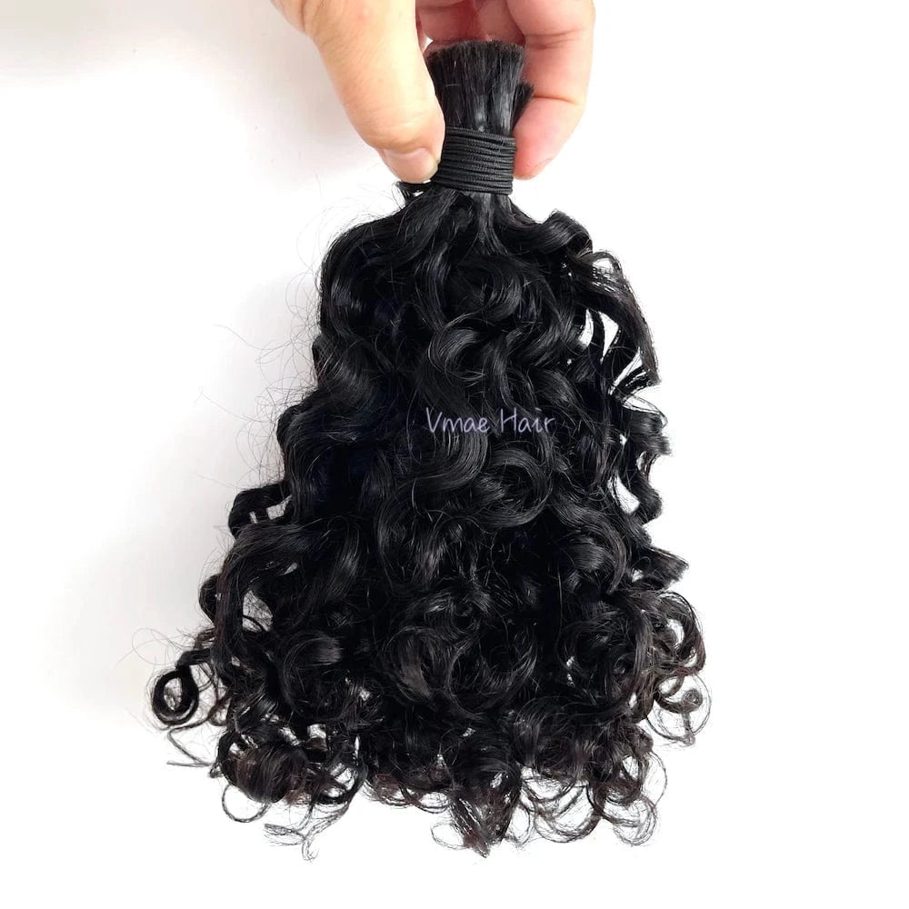 14 Inches / Afro Kinky Curly B VMAE Unprocessed Virgin Indian Hair Bulk Natural Wave Curl 3B Style No Weft Afro Kinky Human Braiding Hair
