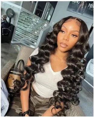 14 Inches / Black Wholesale Raw Brazilian Virgin Loose Deep Wave Wig 5x5 hd lace closure Human Hair  for Black Women Pre Plucked Lace Front Wig