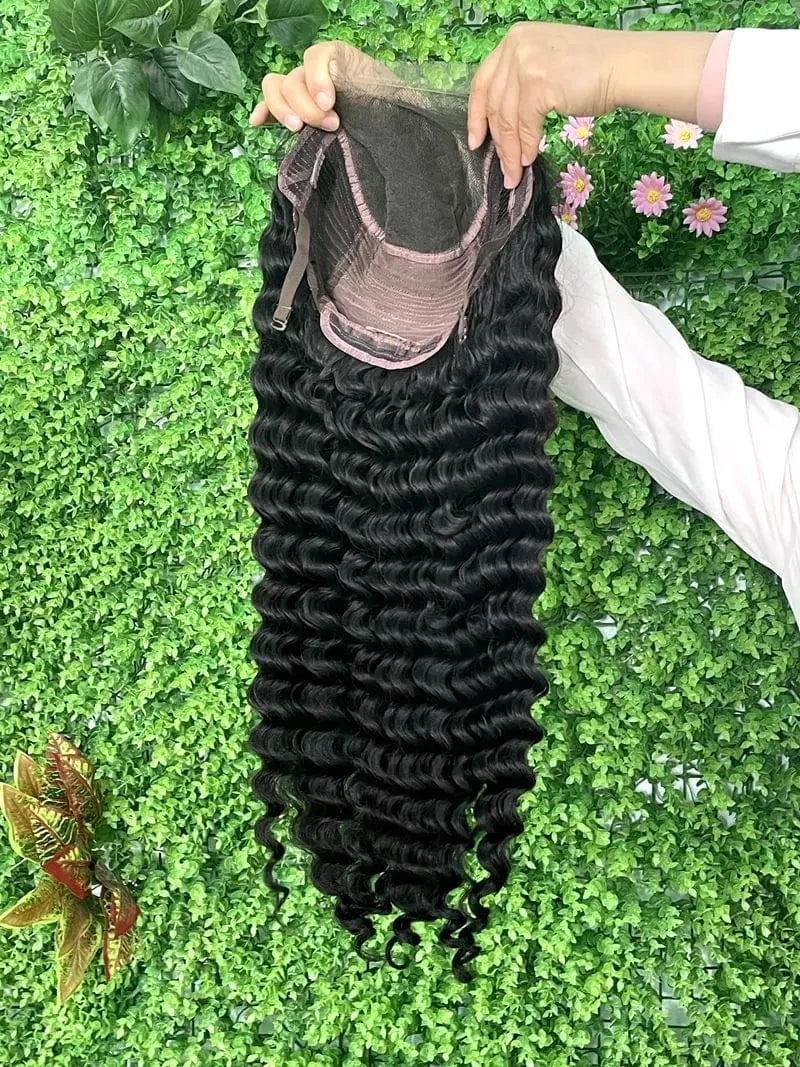 14 Inches / Black Wholesale Raw Brazilian Virgin Loose Deep Wave Wig 5x5 hd lace closure Human Hair  for Black Women Pre Plucked Lace Front Wig