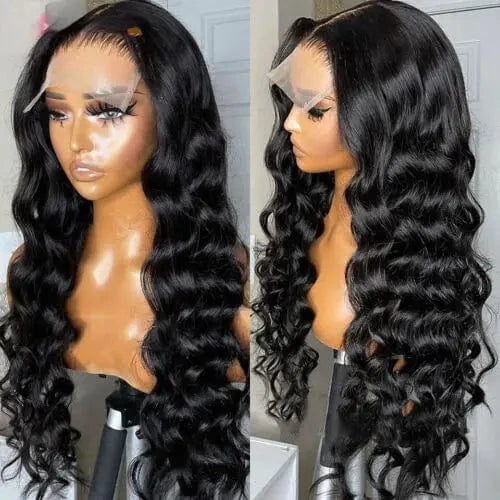 14 Inches / Black Wholesale Raw Brazilian Virgin Loose Deep Wave Wig 5x5 hd lace closure Human Hair  for Black Women Pre Plucked Lace Front Wig