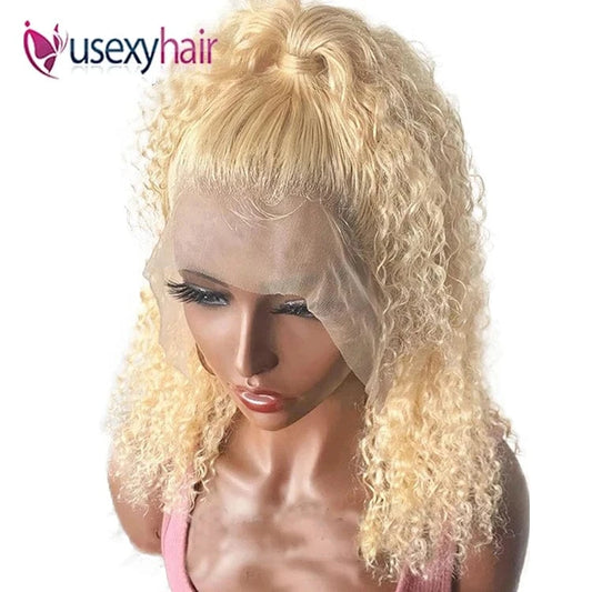 14 Inches / blonde color 180% density transparent lace 13*4 water Bob wig 180% Brazilian Virgin Hair HD Lace Front Bob Wig