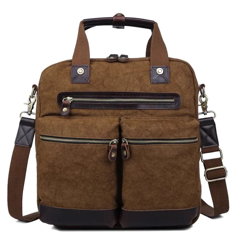 14 Inches / coffee Wholesale Work Satchel Messenger Bag Wax Canvas 14 Inch Laptop Commuting Shoulder Bag Water Resistant Briefcase