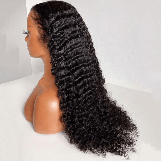 14 Inches / Color 1 Wet Water Curly 400% Density Burmese Full Cuticle Aligned Human Hair Melt HD Lace Frontal Closure Wigs