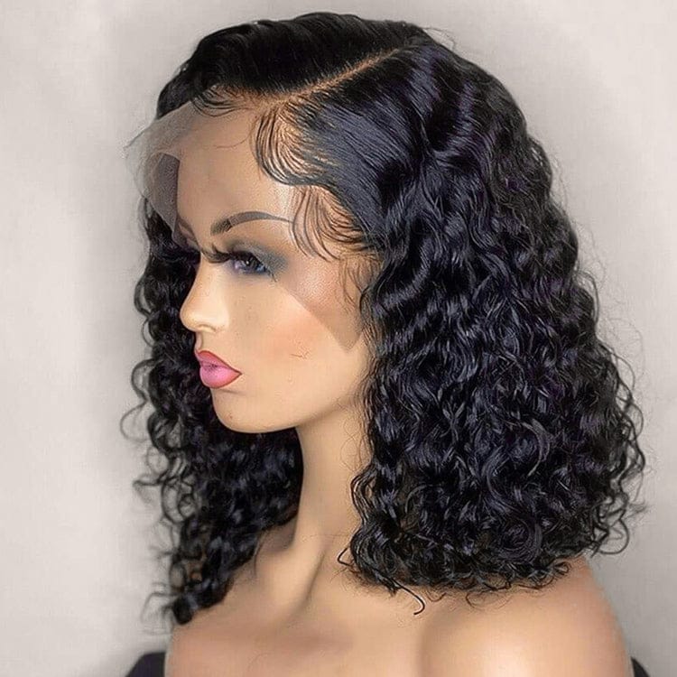 14 Inches / Deep Wave 4x4 lace closure bob wig Free Shipping Short Bob Swiss Lace Human Hair Wigs,8-18inch Brazilian Wig Human Hair,4x4 Closure Short Bob Wigs For Black Women