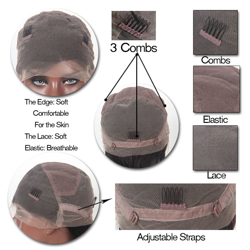 14 Inches / Full lace wig short human hair body wave middle part pre plucked natural hair line 150% 180% density human hair hd full lace wigs for women