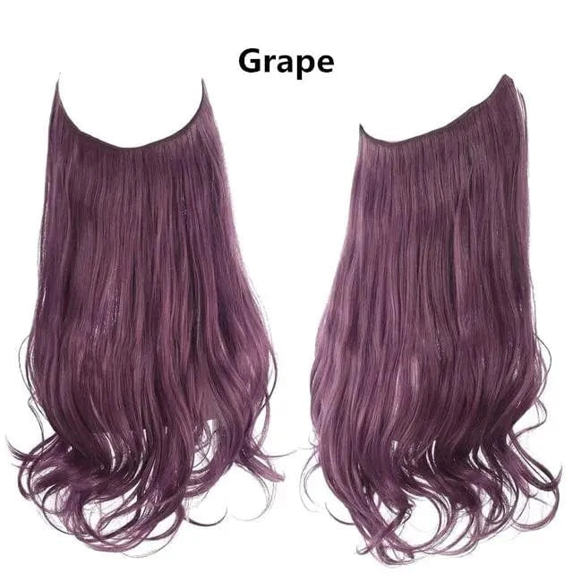 14 Inches / grape SARLA  Wholesale Dropshipping Suppliers Own Brand One Piece Fiber Futura Ombre Invisible Wire Seamless Synthetic Hair Extensions