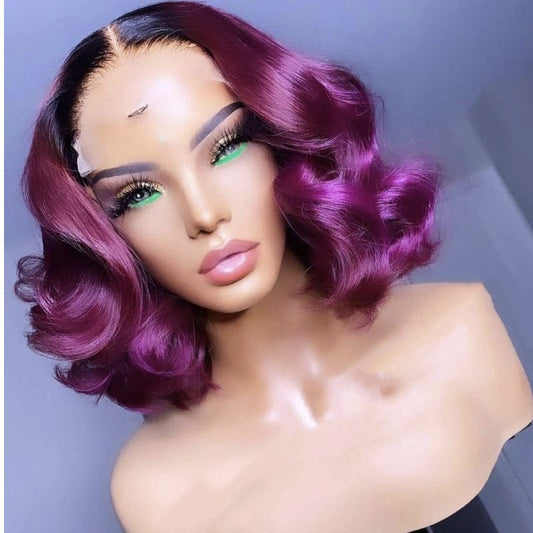 14 Inches / lace front wig 14inch loose wave transparent 100% brazilian hair hd lace front wig for black women short bob body wave wigs