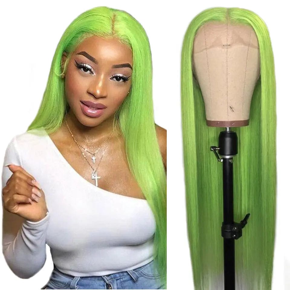 14 Inches / Mint Green Pre Colored Pink Purple Yellow Green Gray Wigs