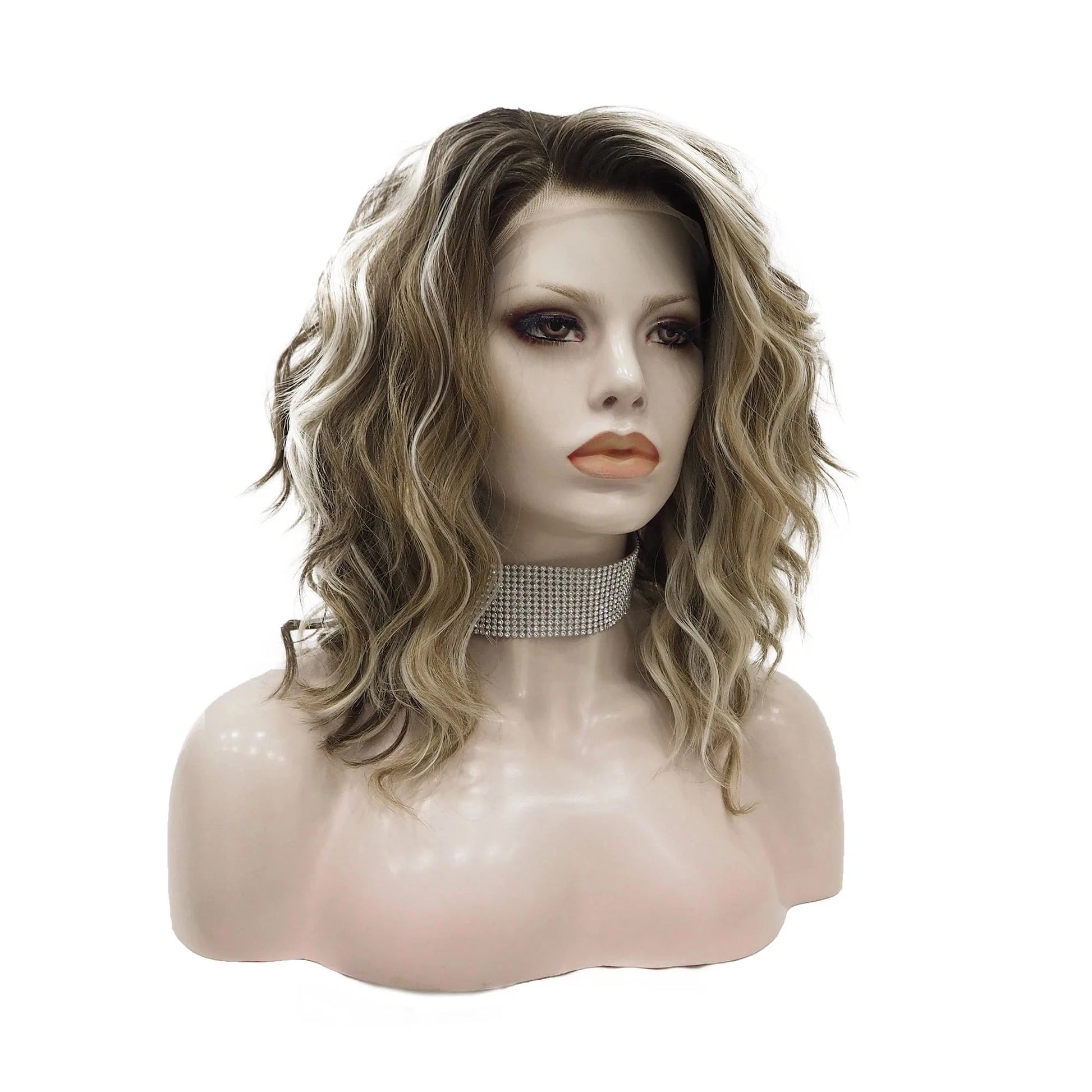 14 Inches / N17-2112-02-GL Celebrity 14inch ombre natural color short curly WigCosplay Premium Synthetic Wigs Futura Heat Resistant Synthetic Hair Wig