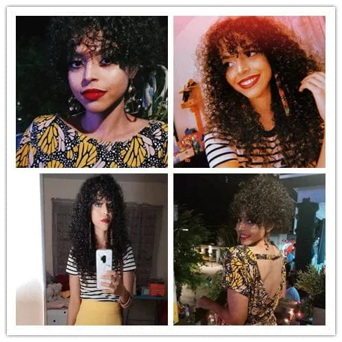 14 Inches / Natural Fast shipping factory price wig for black women no shedding no tangle human hair short bouncy curly virgin lace front wig