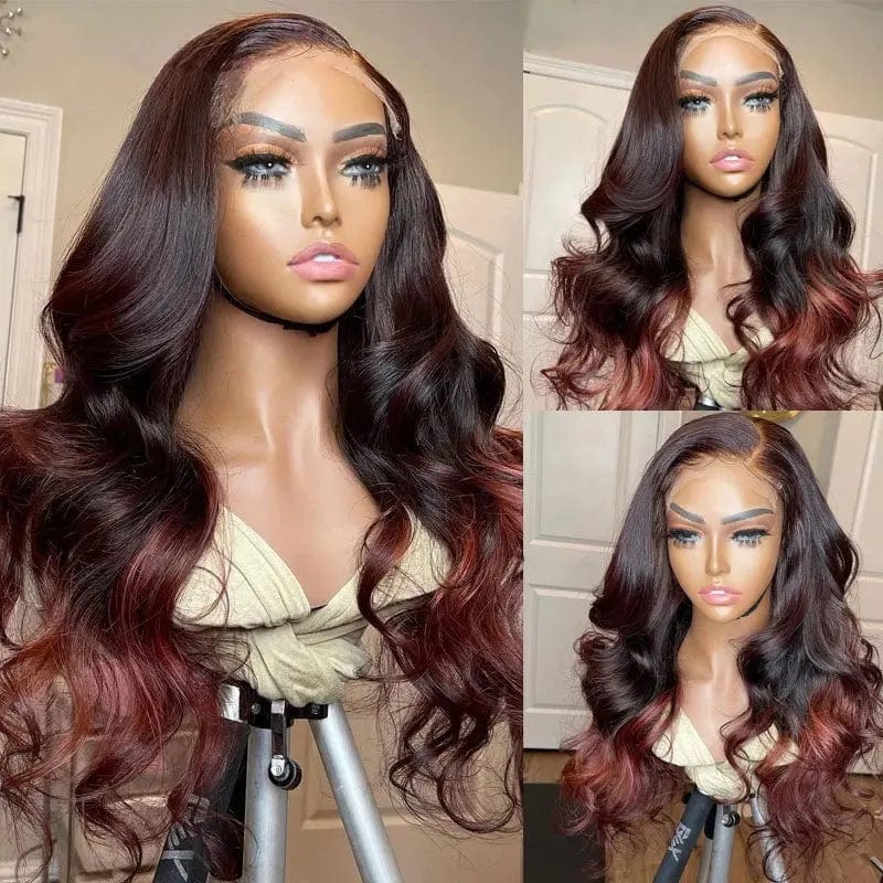 14 Inches / Ombre Brown Highlight Color Color Ocean Water Wave Mink Raw Burmese Frontal Wigs