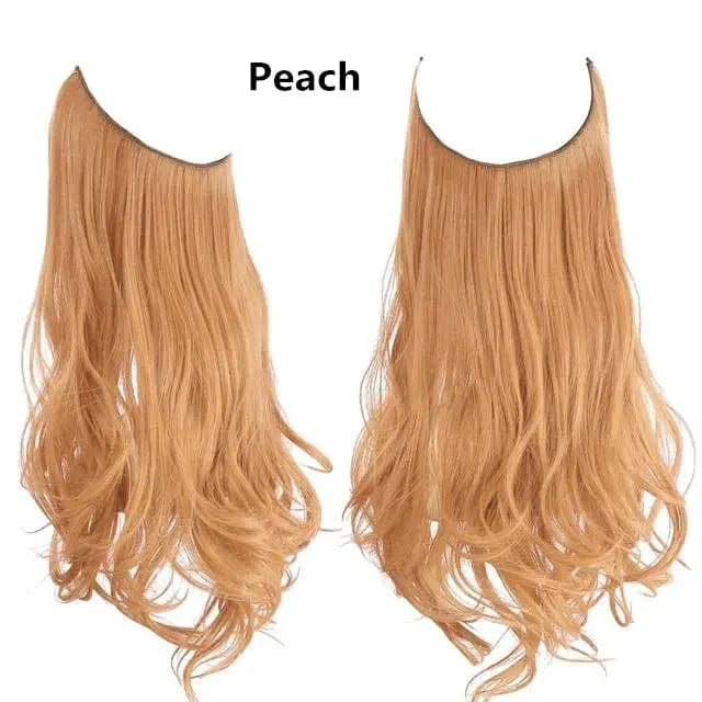 14 Inches / peach SARLA  Wholesale Dropshipping Suppliers Own Brand One Piece Fiber Futura Ombre Invisible Wire Seamless Synthetic Hair Extensions