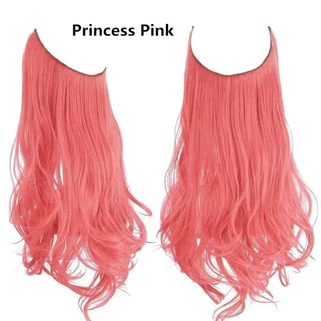 14 Inches / princess pink SARLA  Wholesale Dropshipping Suppliers Own Brand One Piece Fiber Futura Ombre Invisible Wire Seamless Synthetic Hair Extensions