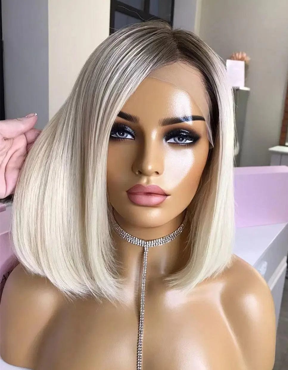14 Inches / Style#3 Ash Blonde Ombre Color Straight Bob Wig