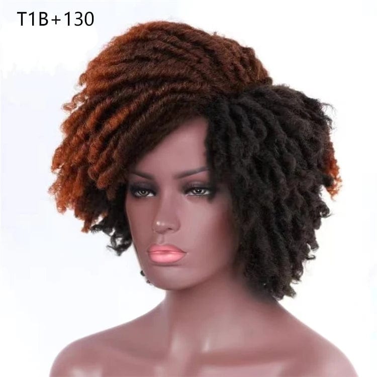 14 Inches / T1B+130 Multi Colored Magic Afro Kinky Curly Wigs With Fringe Women's Short Grey Synthetic Hair Wigs