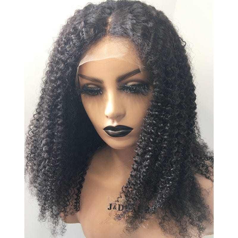14inch short Kinky Curly human hair 4x4 5x5 hd lace closure wig for black women Unprocessed peruvian Virgin Human Hair Full Lace
