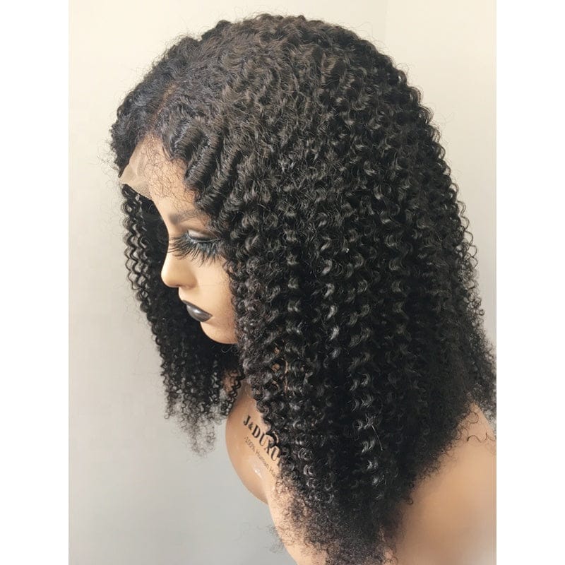 14inch short Kinky Curly human hair 4x4 5x5 hd lace closure wig for black women Unprocessed peruvian Virgin Human Hair Full Lace
