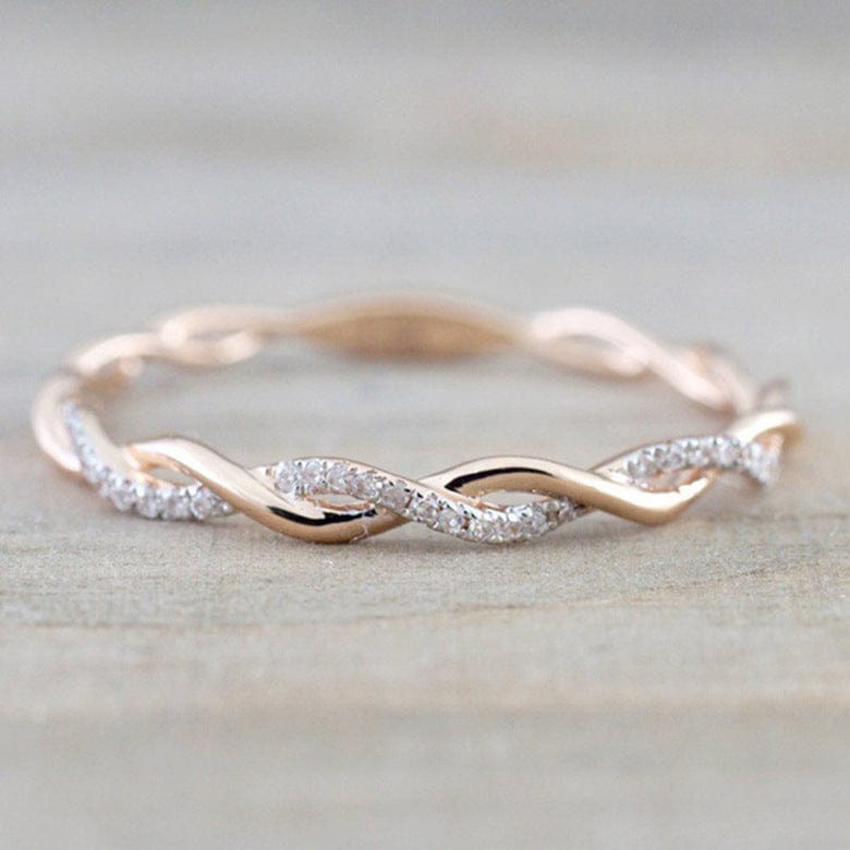 14K Gold Plated Cubic Zirconia Twisted Rope Eternity Band for Women Promise Ring for Girls Amazon Dropship