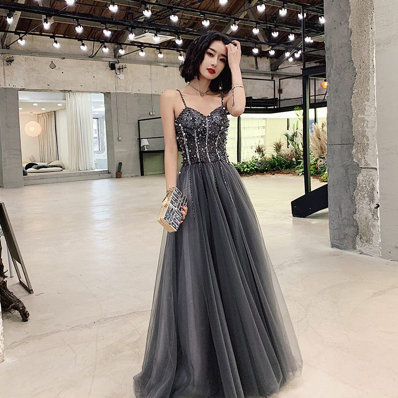 14w / 1 / Floor Length Tulle bridesmaid exclusive Sequined lace trim strap long maxi dress fashion wedding party evening dress drop shipping fulfill