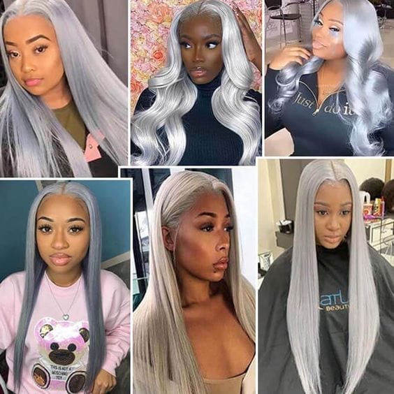150% Customized Brazilian Straight Silver Grey 13x4 Lace