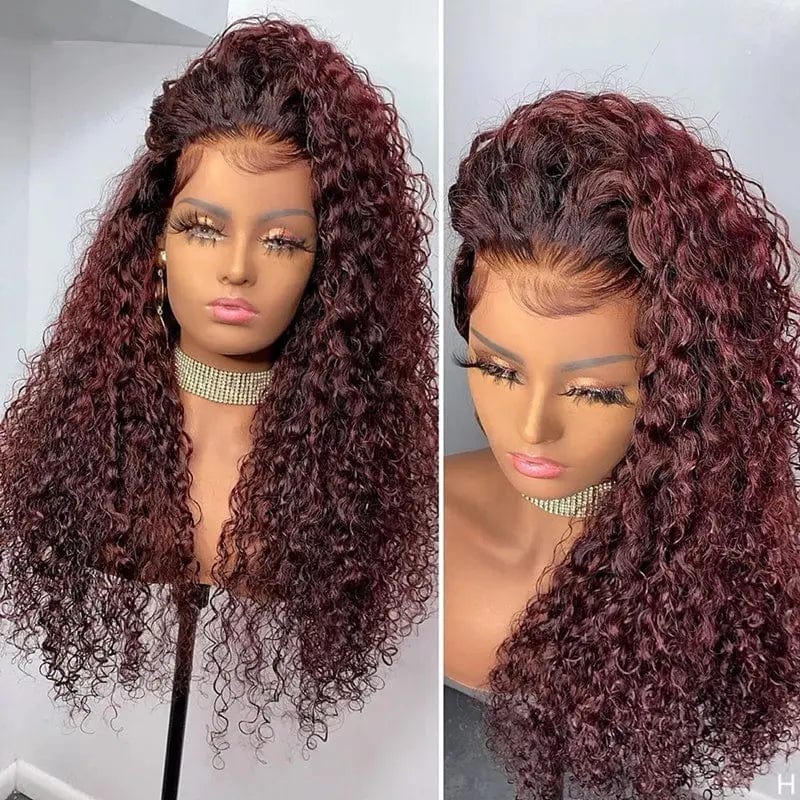 150% Density Burgundy Colored Kinky Curly Wigs