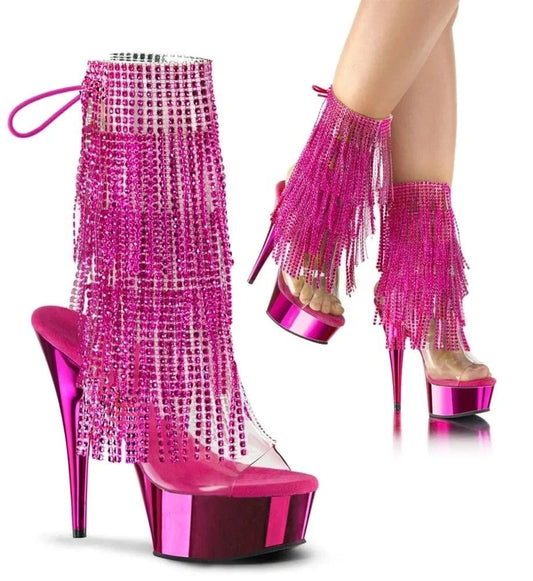 15cm sexy tassel thin heel high heel back lace-up pole dance shoes/model catwalk dress shoes