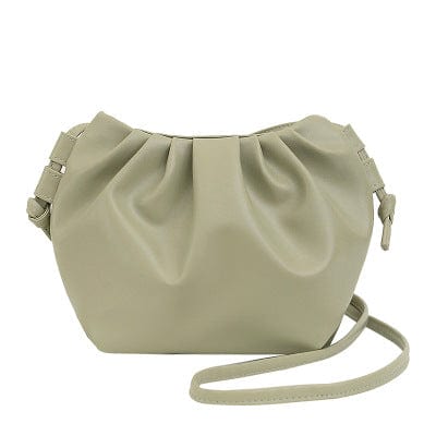 16*18*10CM / green Fashion Pure Color High Quality Leather Ruched Pattern Cloud Shape Women Shoulder Bag