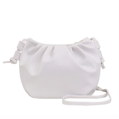 16*18*10CM / White Fashion Pure Color High Quality Leather Ruched Pattern Cloud Shape Women Shoulder Bag