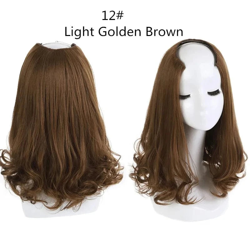 16 Inches / 12# SARLA Wholesale China Best Wigs Cheap With Lowest Price Synthetic Fiber Short Invisible Curly Hair Clip Upart Wigs Extensions