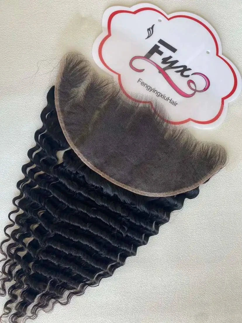16 Inches / 13x6 hd lace frontal RAW HAIR DEEP WAVY  13x6 cuticle aligned raw Peruvian  Swiss HD Virgin 100% Human Hair Lace Closure Frontal