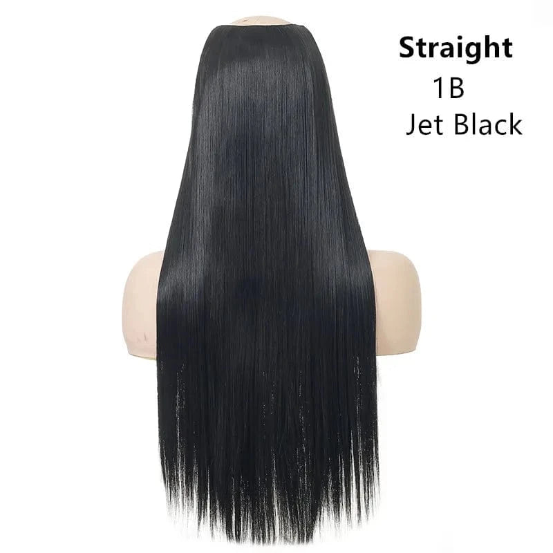 16 Inches / 1B SARLA 24" High Quality Hair Extension Supplies Best Synthetic Fiber Straight Clip In Hair Extensions Cheap U Part Wig For Women