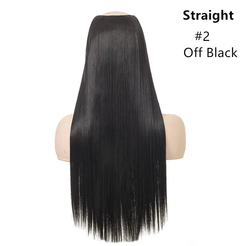 16 Inches / 2# SARLA 24" High Quality Hair Extension Supplies Best Synthetic Fiber Straight Clip In Hair Extensions Cheap U Part Wig For Women