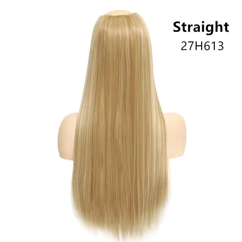 16 Inches / 27H613 SARLA 24" High Quality Hair Extension Supplies Best Synthetic Fiber Straight Clip In Hair Extensions Cheap U Part Wig For Women