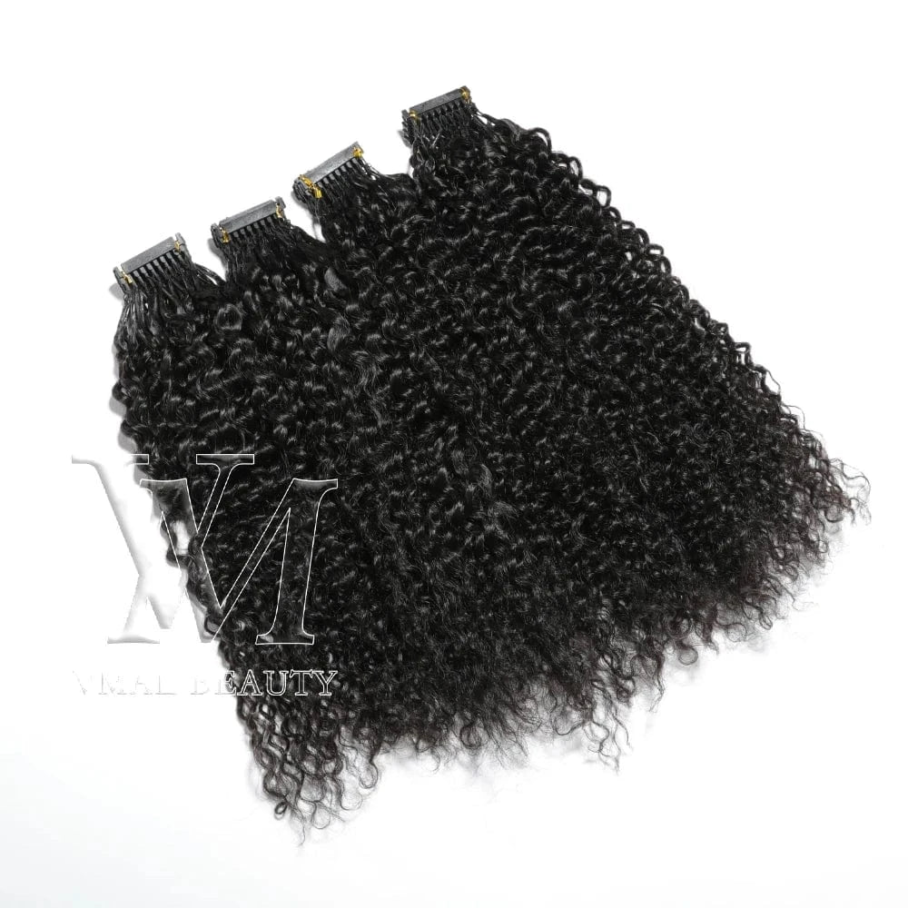 16 Inches / 3A 6D hair VMAE Mongolian Cuticle Aligned 6D Hair Extension Prebonded Hair Natural Color Afro Kinky Curly 3A 3B 3C 6D Human Hair Extensions