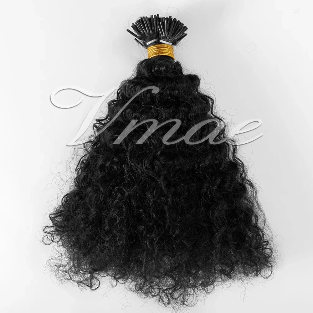 16 Inches / 3B VMAE Brazilian Raw Virgin Afro 3B 3C Kinky Curly I Tip Keratin Hair Wave Pre Bonded Cuticle Aligned Remy Hair Extension