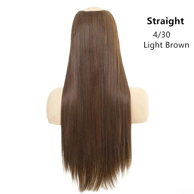 16 Inches / 4/30 SARLA 24" High Quality Hair Extension Supplies Best Synthetic Fiber Straight Clip In Hair Extensions Cheap U Part Wig For Women