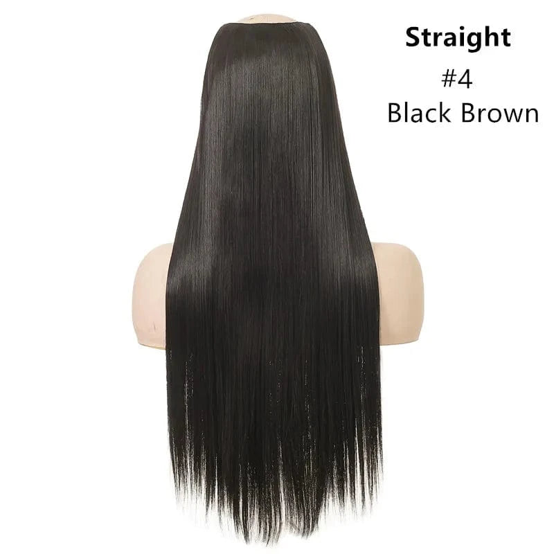16 Inches / 4# SARLA 24" High Quality Hair Extension Supplies Best Synthetic Fiber Straight Clip In Hair Extensions Cheap U Part Wig For Women