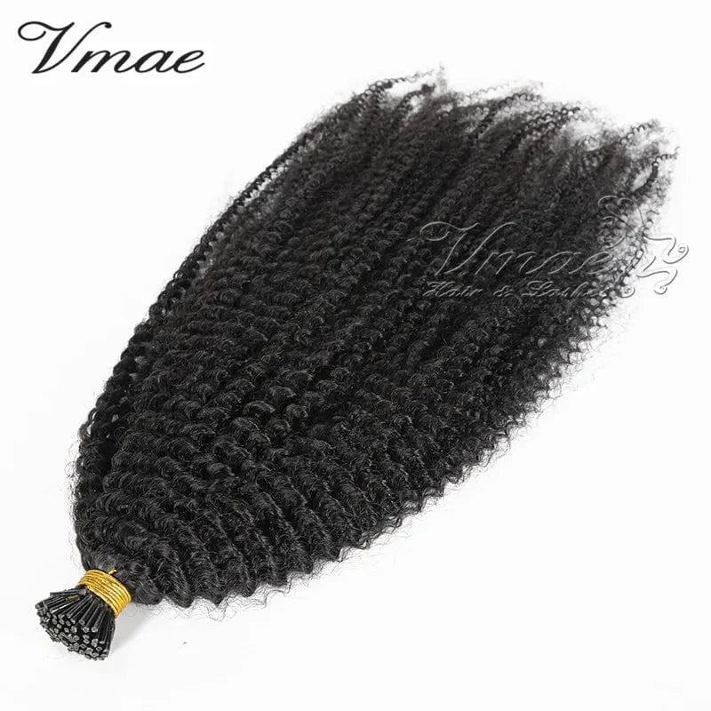 16 Inches / 4A VMAE Brazilian Raw Virgin Afro 3B 3C Kinky Curly I Tip Keratin Hair Wave Pre Bonded Cuticle Aligned Remy Hair Extension