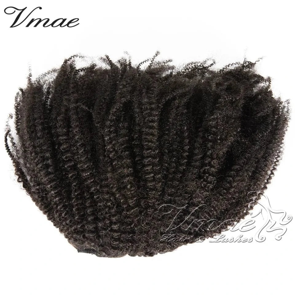16 Inches / 4B 100g VMAE 100g Afro Kinky Curly Raw Virgin Hair Weaves Burmese 3A 3C 4B 4C One Donor Human Hair Drawstring Ponytail with Easy Combs