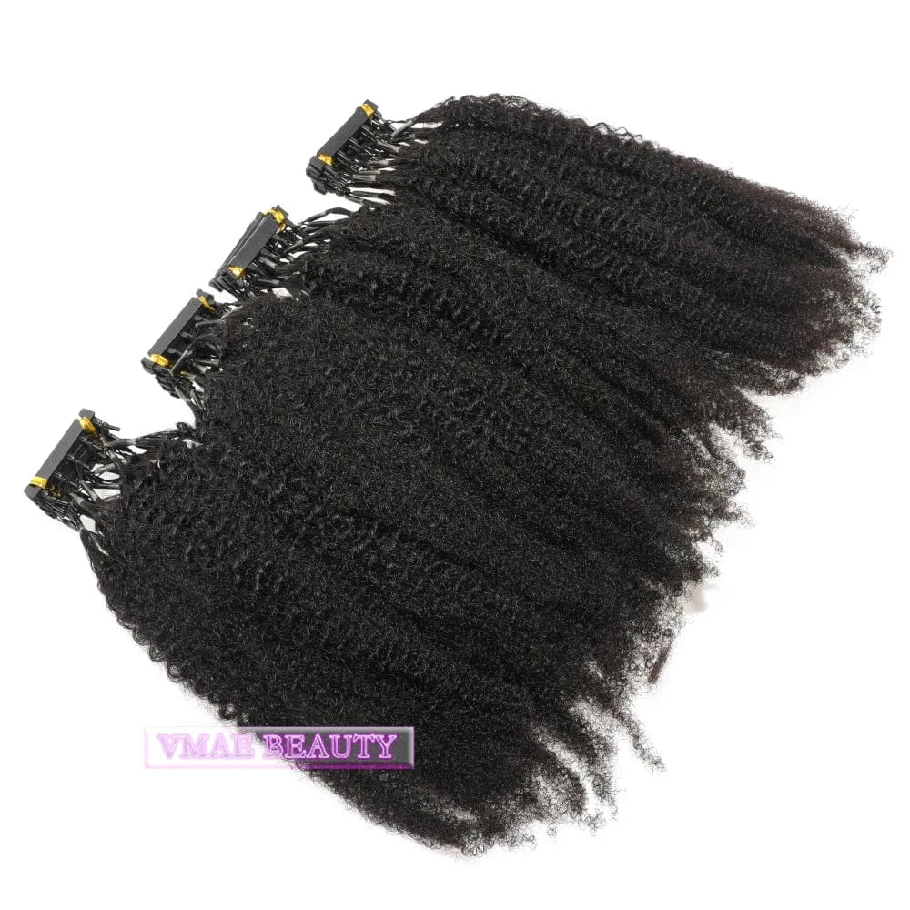 16 Inches / 4C VMAE Mongolian Cuticle Aligned 6D Hair Extension Prebonded Hair Natural Color Afro Kinky Curly 3A 3B 3C 6D Human Hair Extensions