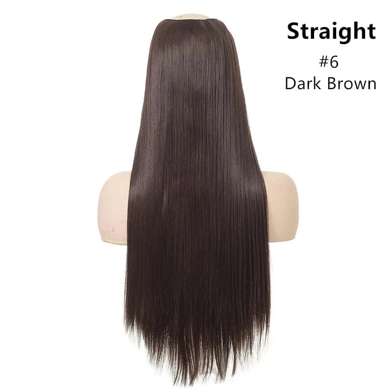 16 Inches / 6# SARLA 24" High Quality Hair Extension Supplies Best Synthetic Fiber Straight Clip In Hair Extensions Cheap U Part Wig For Women