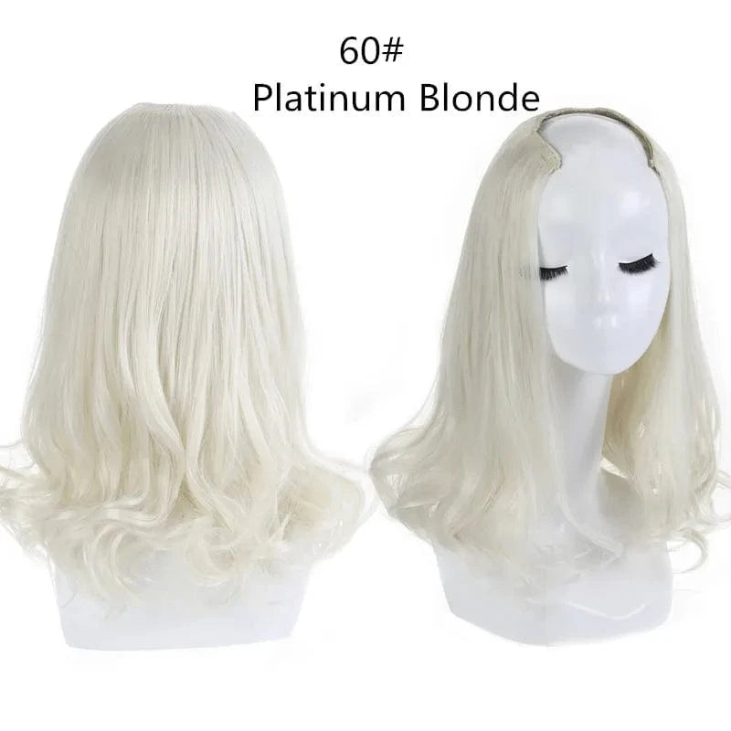 16 Inches / 60# SARLA Wholesale China Best Wigs Cheap With Lowest Price Synthetic Fiber Short Invisible Curly Hair Clip Upart Wigs Extensions