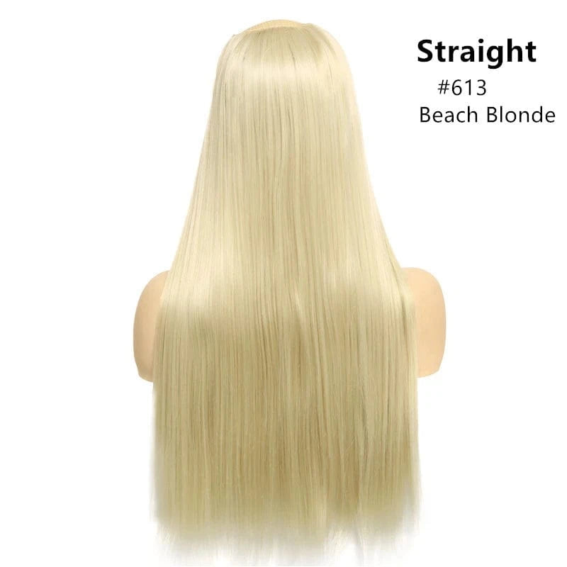 16 Inches / 613# SARLA 24" High Quality Hair Extension Supplies Best Synthetic Fiber Straight Clip In Hair Extensions Cheap U Part Wig For Women